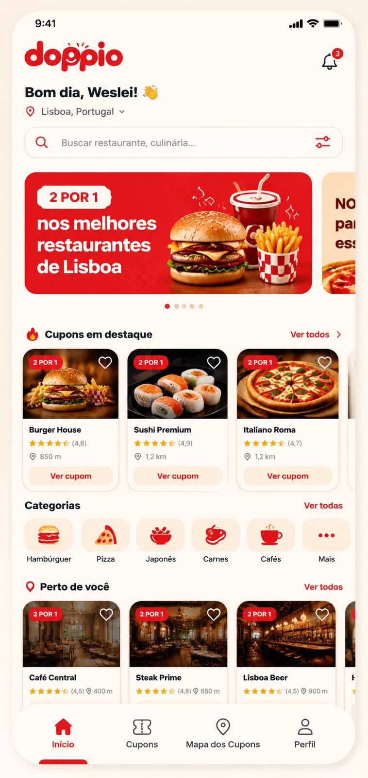 App Doppio — Tela Home